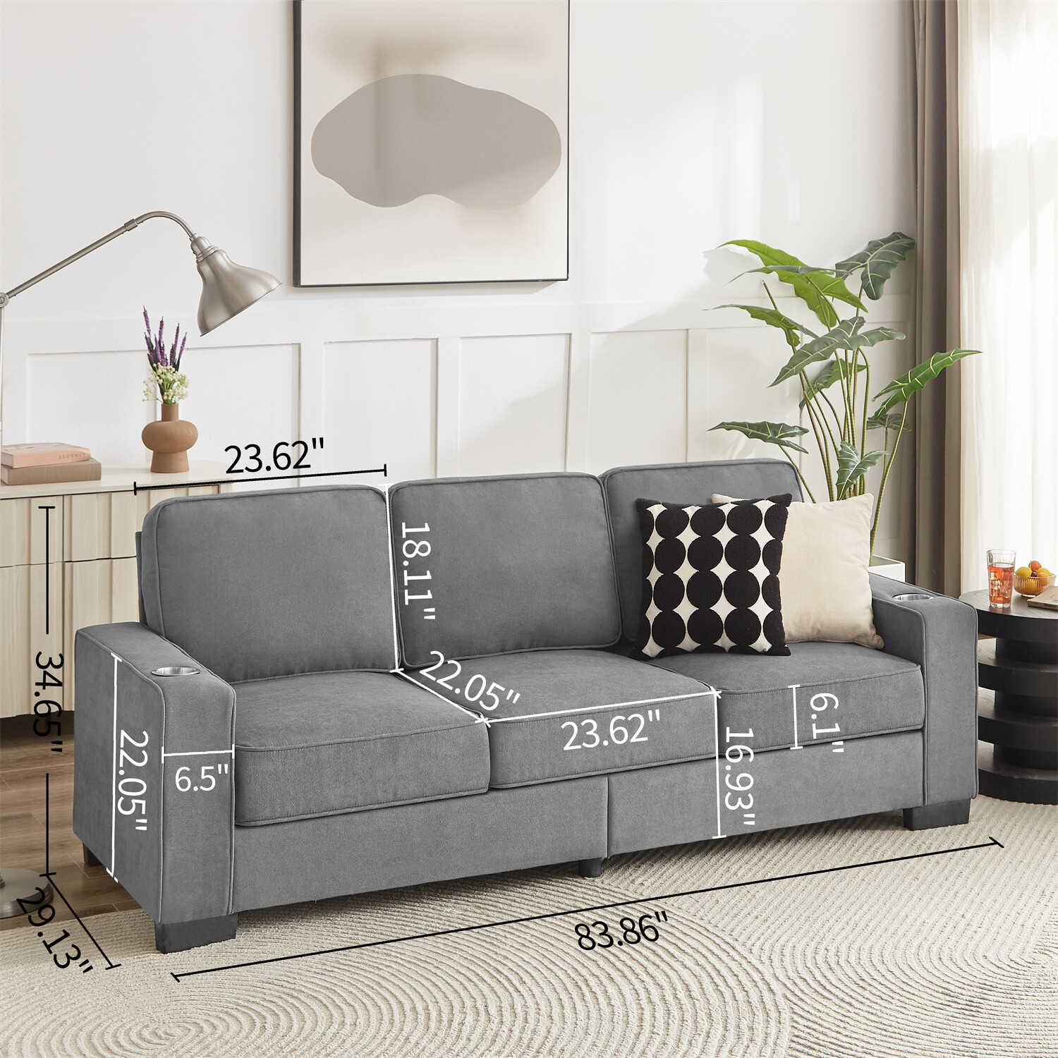 83.86'' 3 Seater Sofa Couch Loveseat Sofa Upholstered Sofa Couch for Living Room