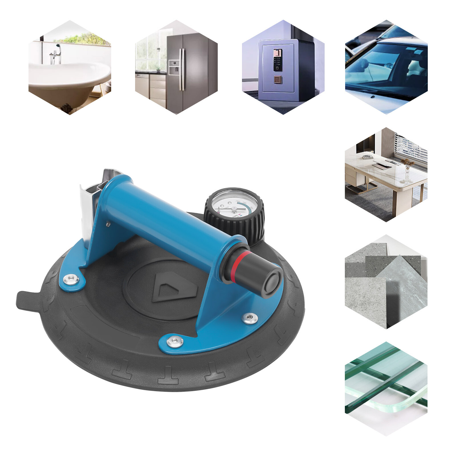 8" Vacuum Suction Cup Lifter Tool Heavy Duty for Lifting Glass Granite Tile USA