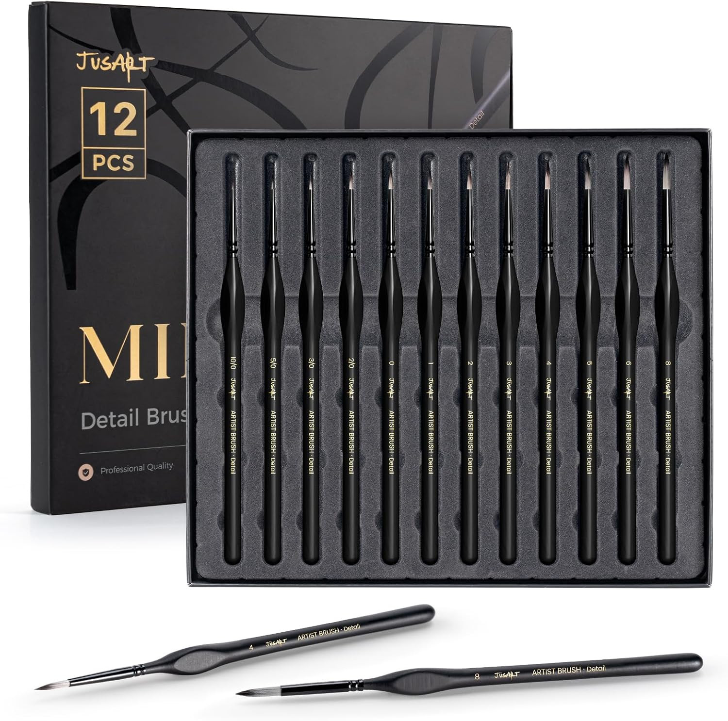 Detail Paint Brushes Set, 12 PCS Fine Tip Model Miniature Paint Brushes for Fine