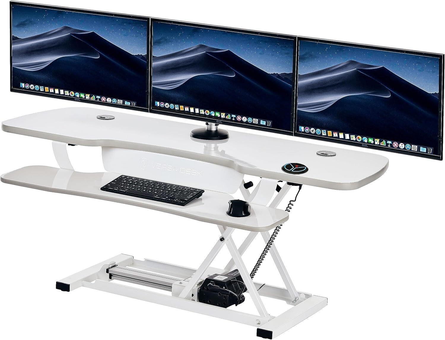 Standing Desk Converter VersaDesk PowerPro 48" w/Heavy Duty Monitor Arm White
