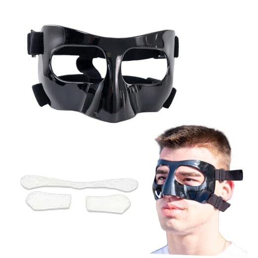 Nose Guard for Broken Nose Sports Face Shield Masks, Adjustable Black Medium