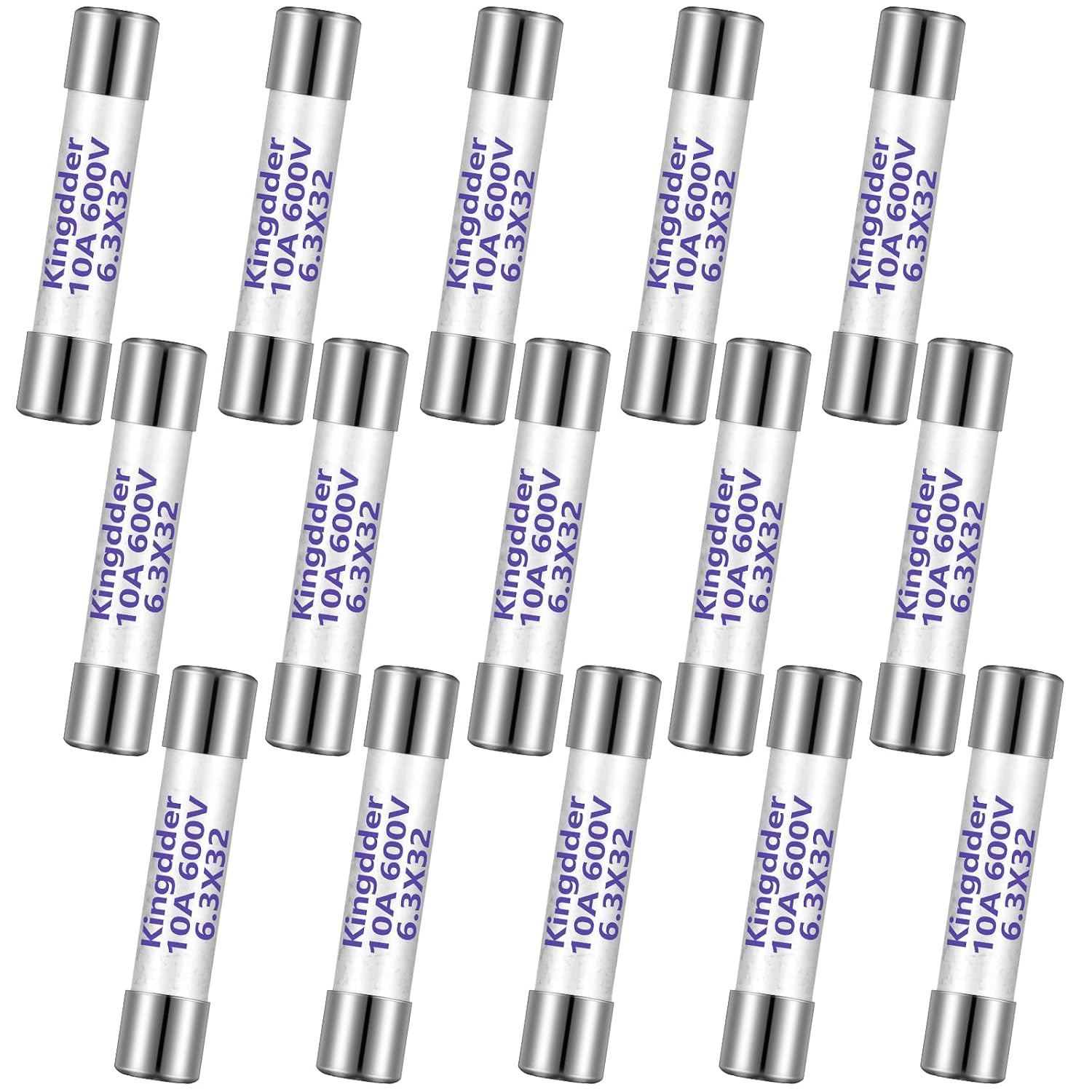 15 Pack 10A 600V Fast Blow Ceramic Multimeter Fuses 6.3 x 32 mm for DMMs