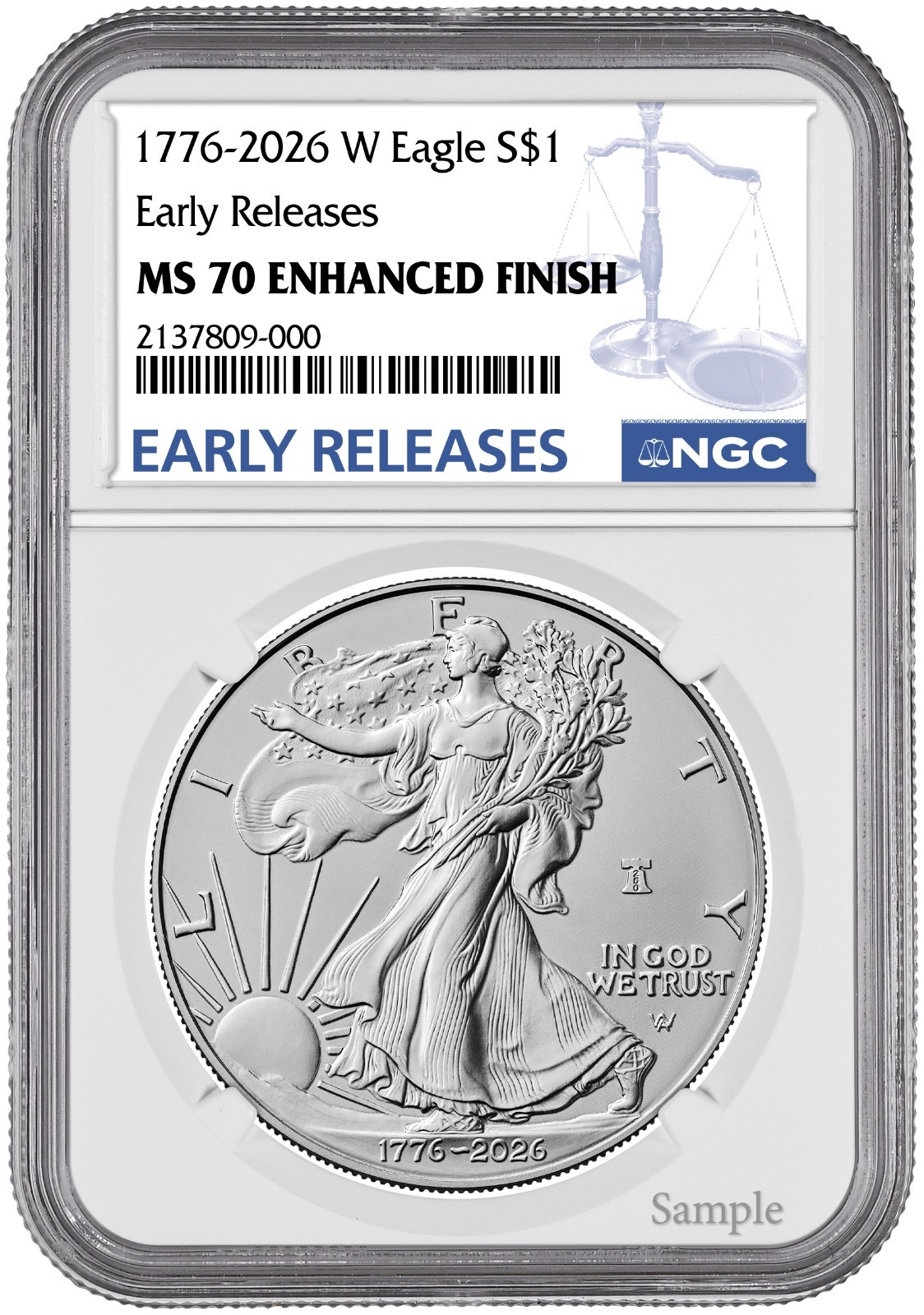 2026-W (MS70 EF) Enhanced Uncirculated American Silver Eagle $1 ASE NGC - ER