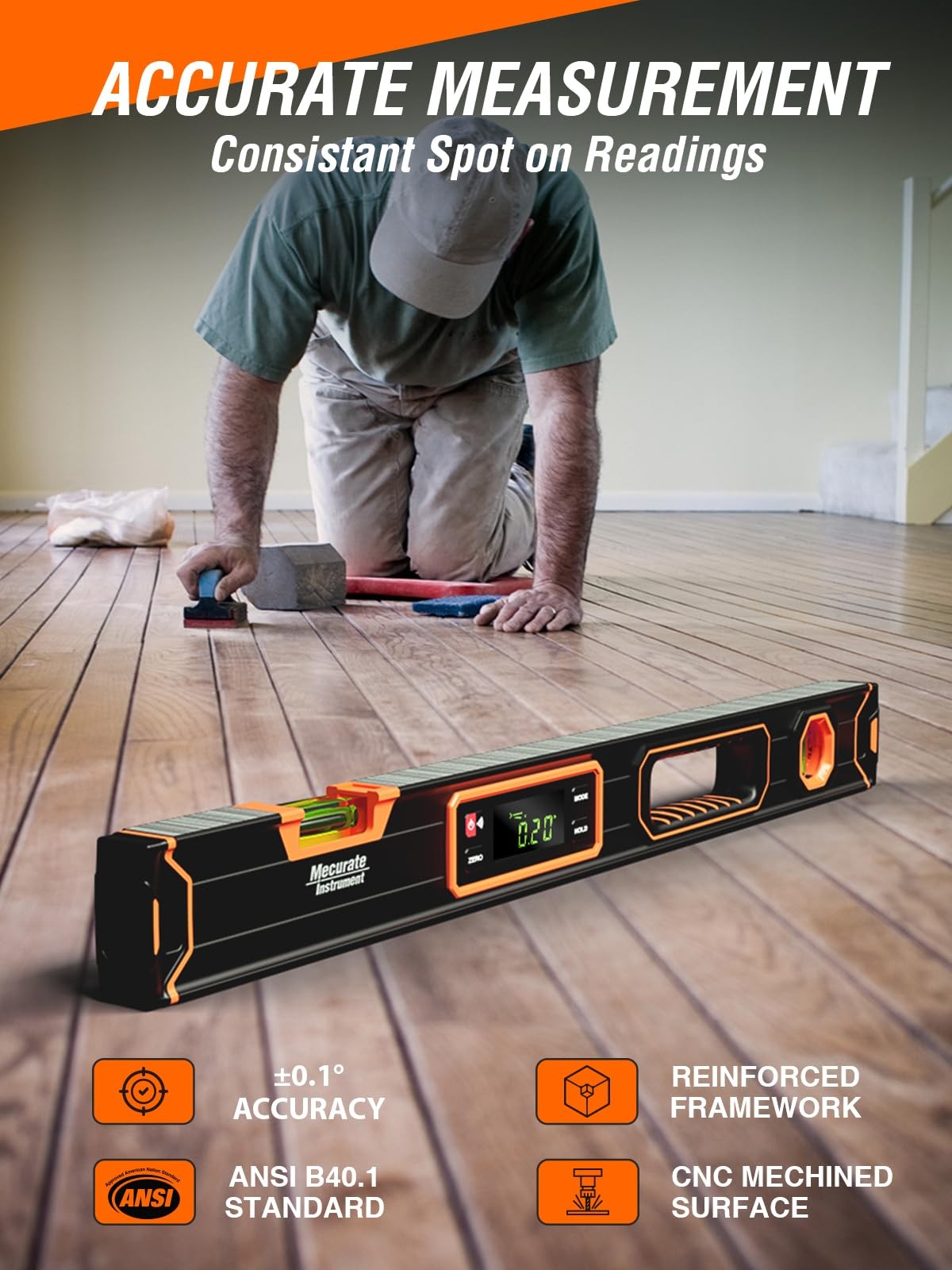 Mecurate 24-Inch Digital Level, Professional Orange