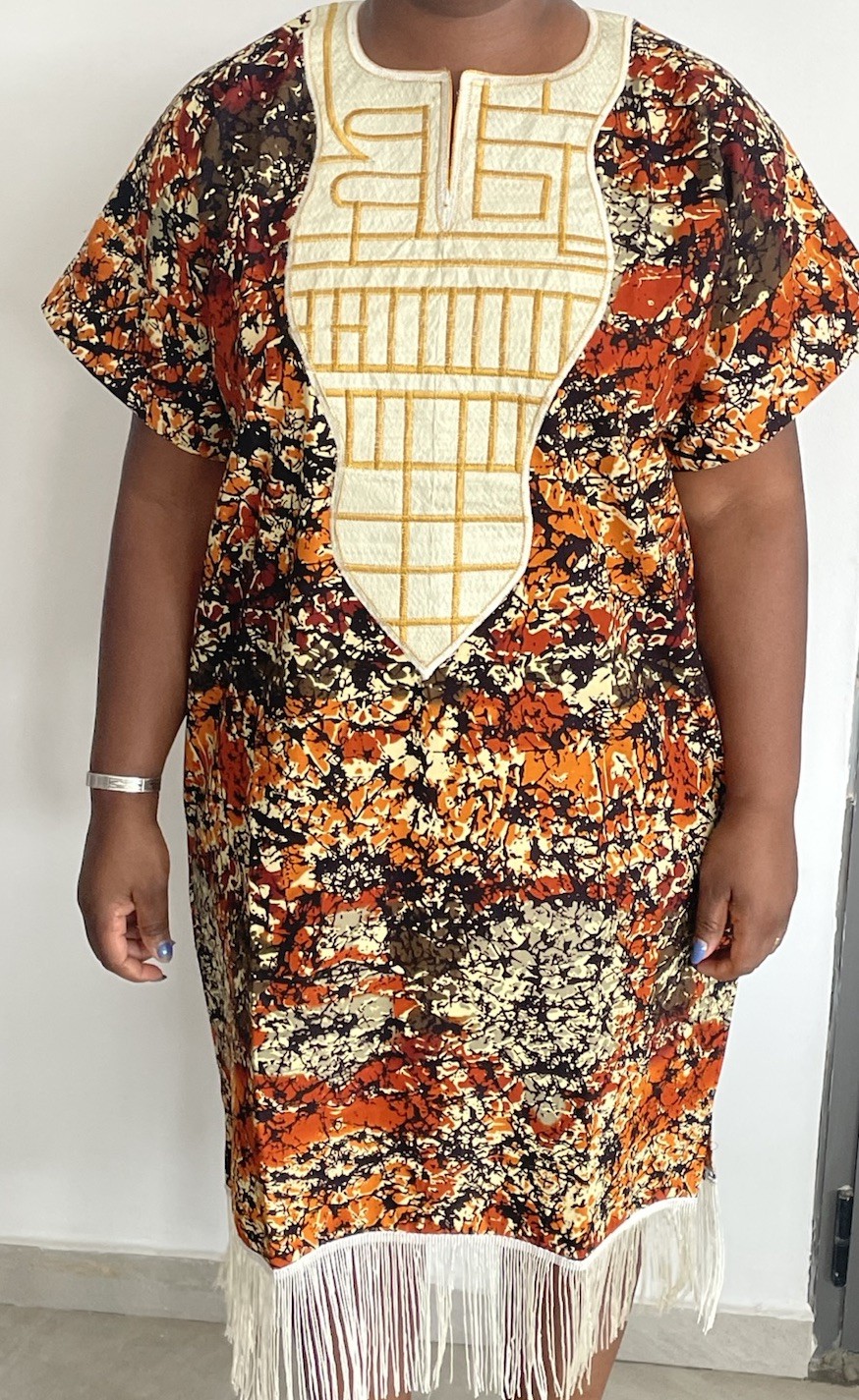 Embroidery African Women's Dress, Multicolored African Fabric, African Print