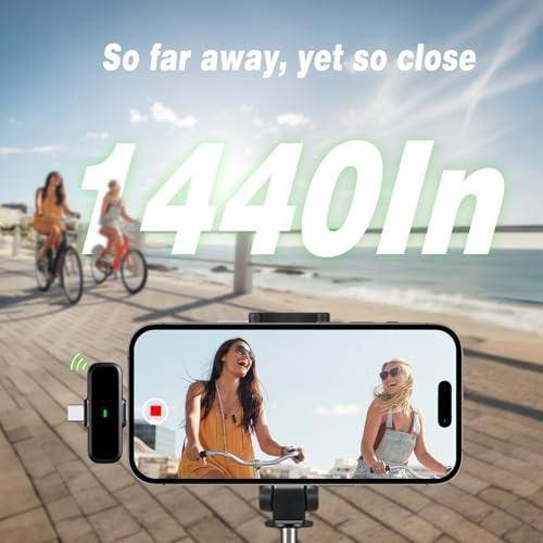 Wireless Lavalier Microphone for iPhone/Android - Dual Mini Noise Black
