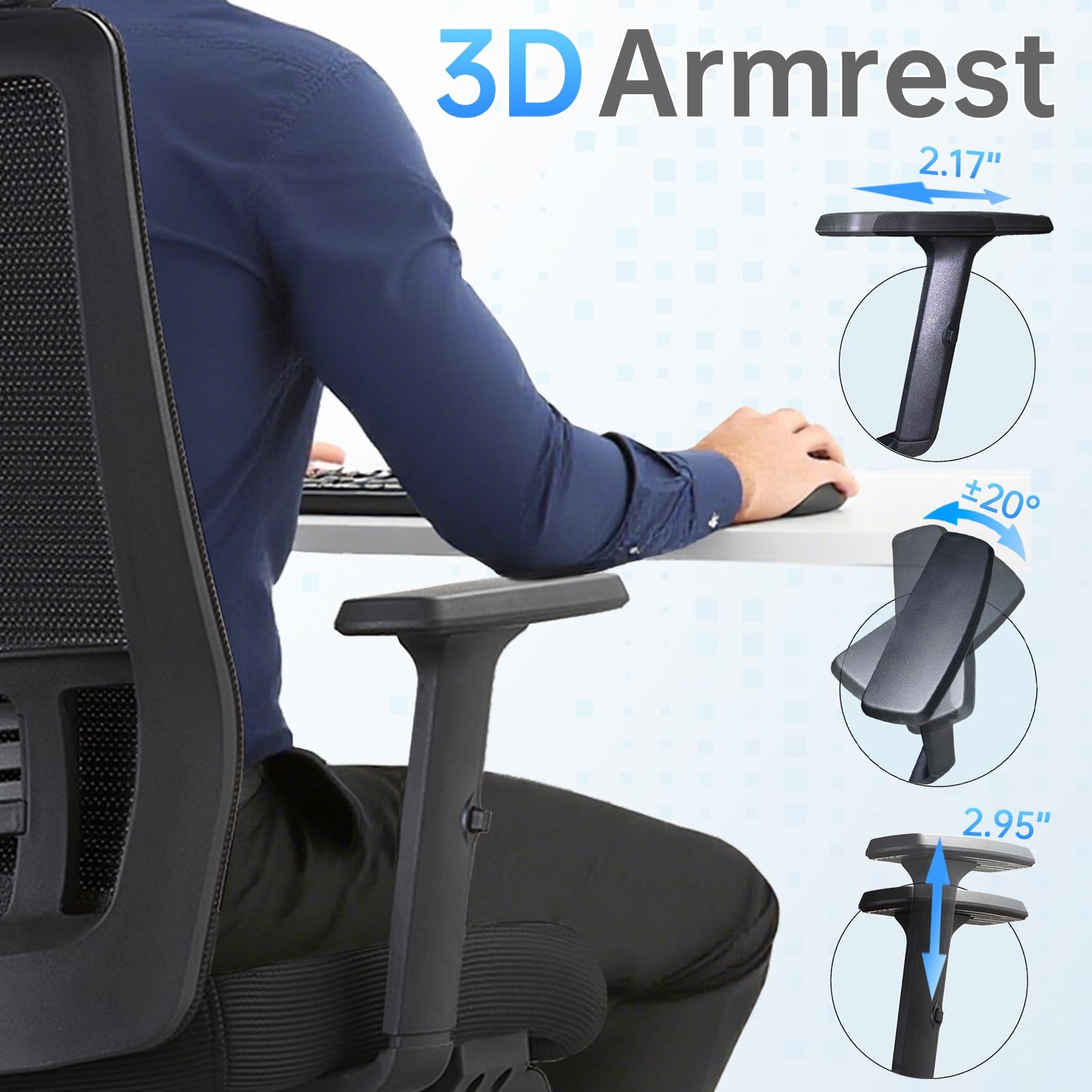 Ergonomic Office Chair with Footrest, 145° Reclining, Adjustable Lumbar & Hea...