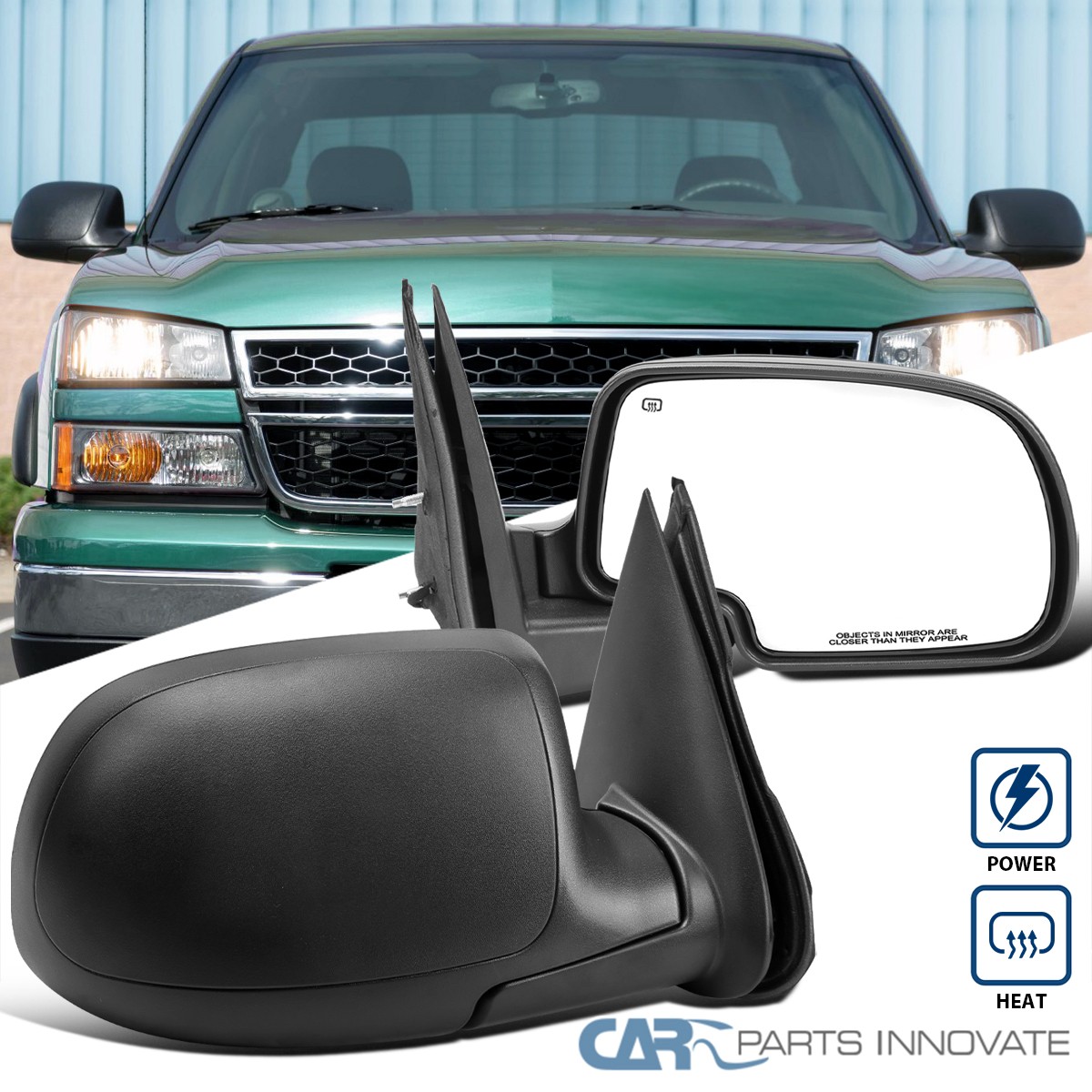 Fits 03-07 Chevy Silverado GMC Sierra Power Heated Foldable Side Mirrors L+R L+R