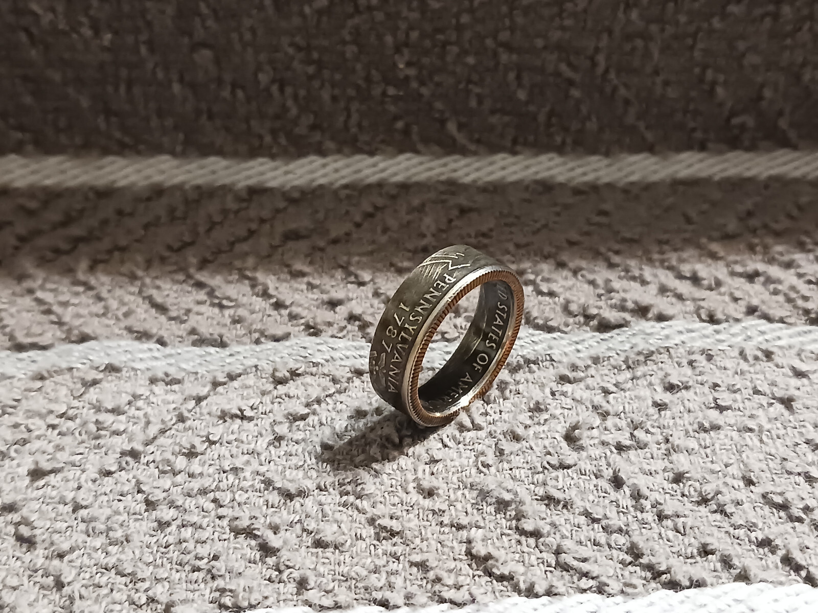 Pennsylvania Handcrafted Washington Quarters coin ring, size 6   1999