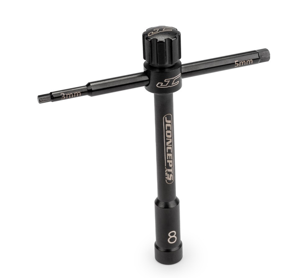 Jconcepts Multi-Wrench, Black 8mm (Glow Plug) 3mm/5mm Wrench for 1/8 Cars 5026