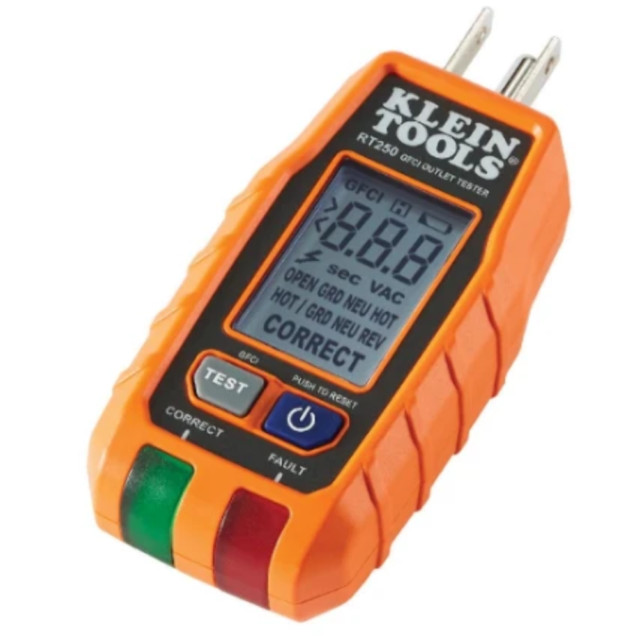 Klein Tools RT250 GFCI Receptacle Tester with LCD Screen