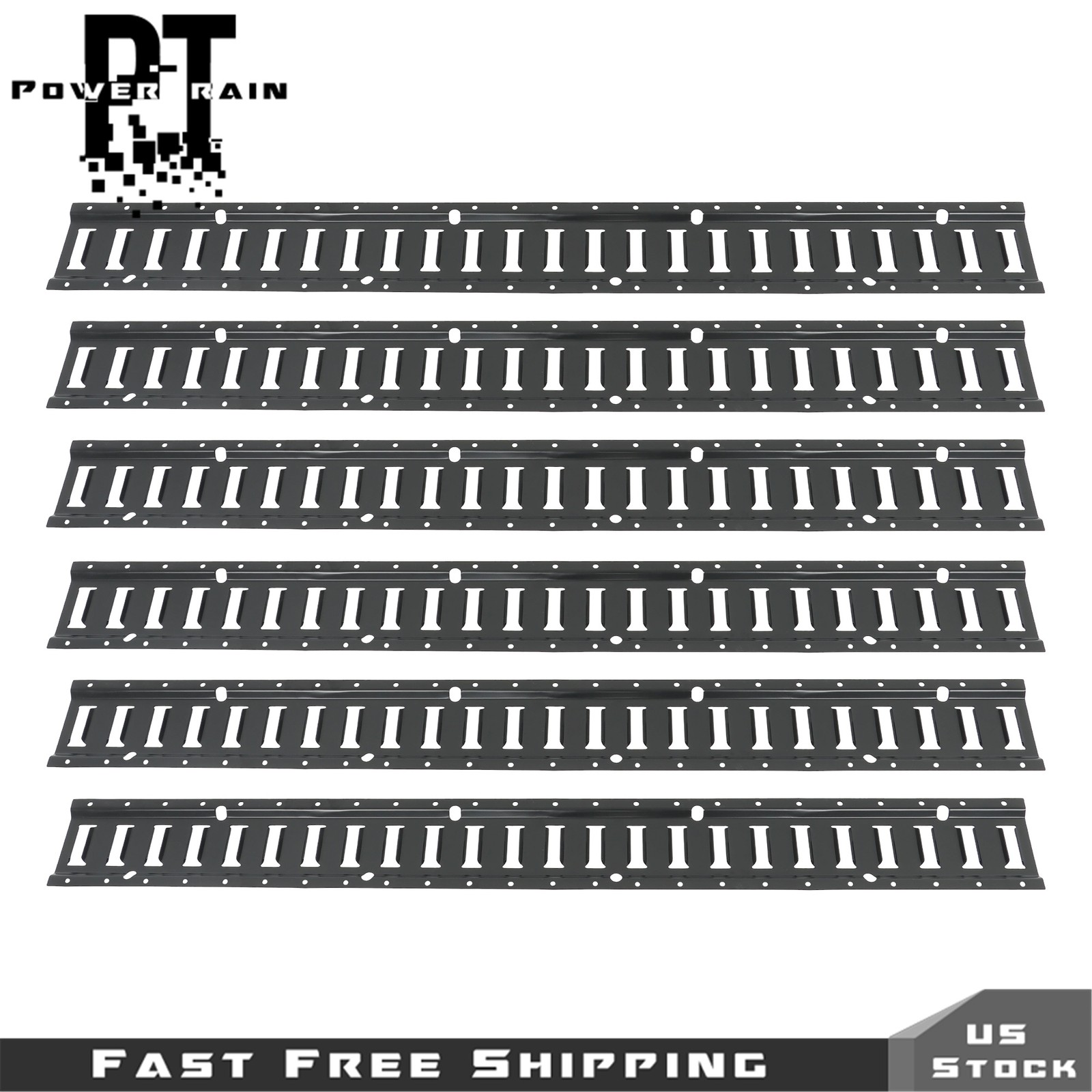 6 Pack 4' E Track Tie Down Rail Galvanized Steel Rail Powder-Coat Black