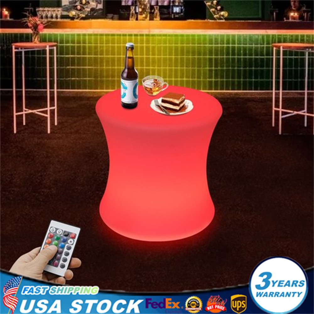 16" Glow Cocktail Tables Chair Color-Changing LED Lighting Stool Night Stand