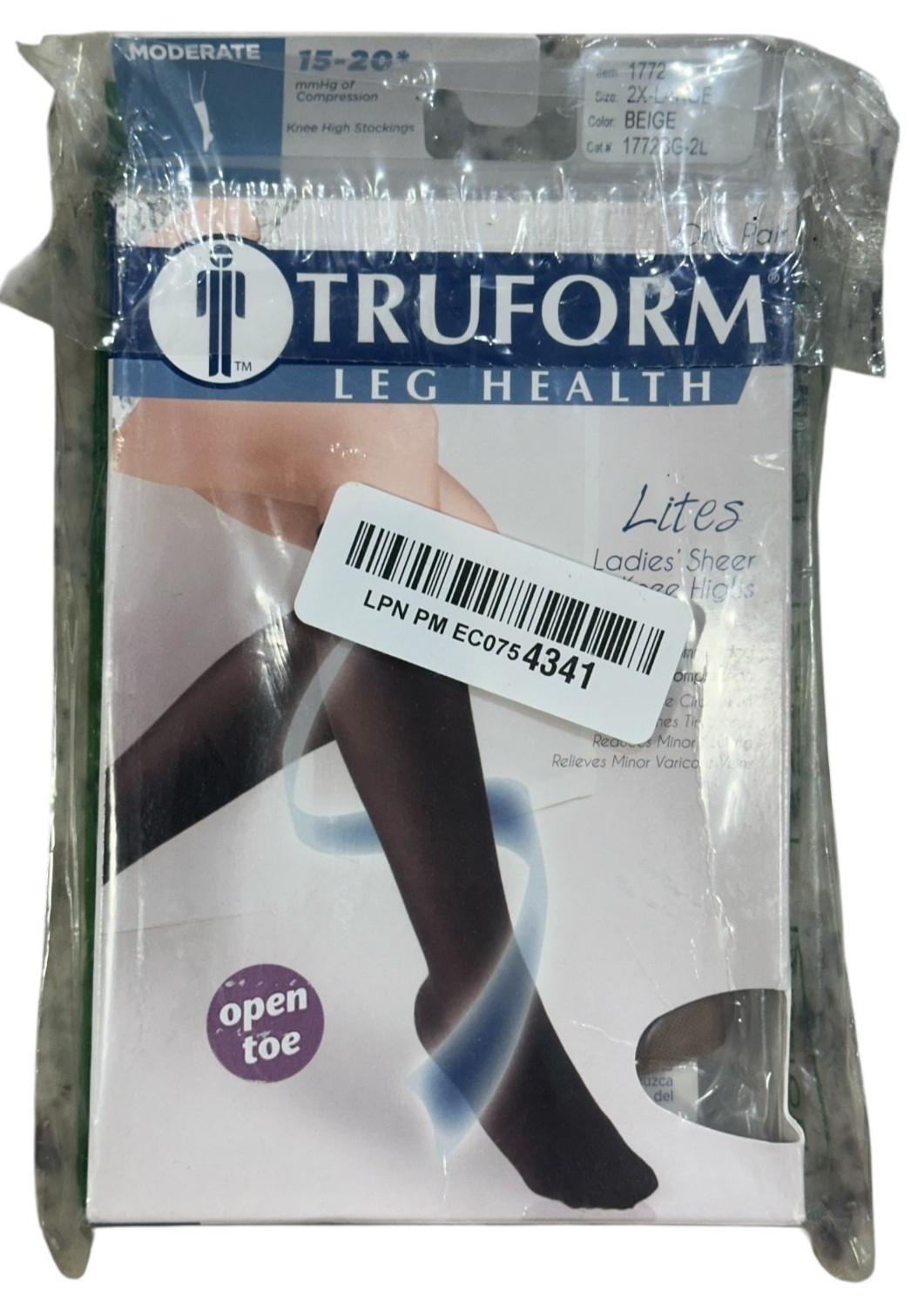 TRUFORM Leg Health Ladies Sheer Knee Highs Moderate 15-20mmHg 1772, Beige, 2XL
