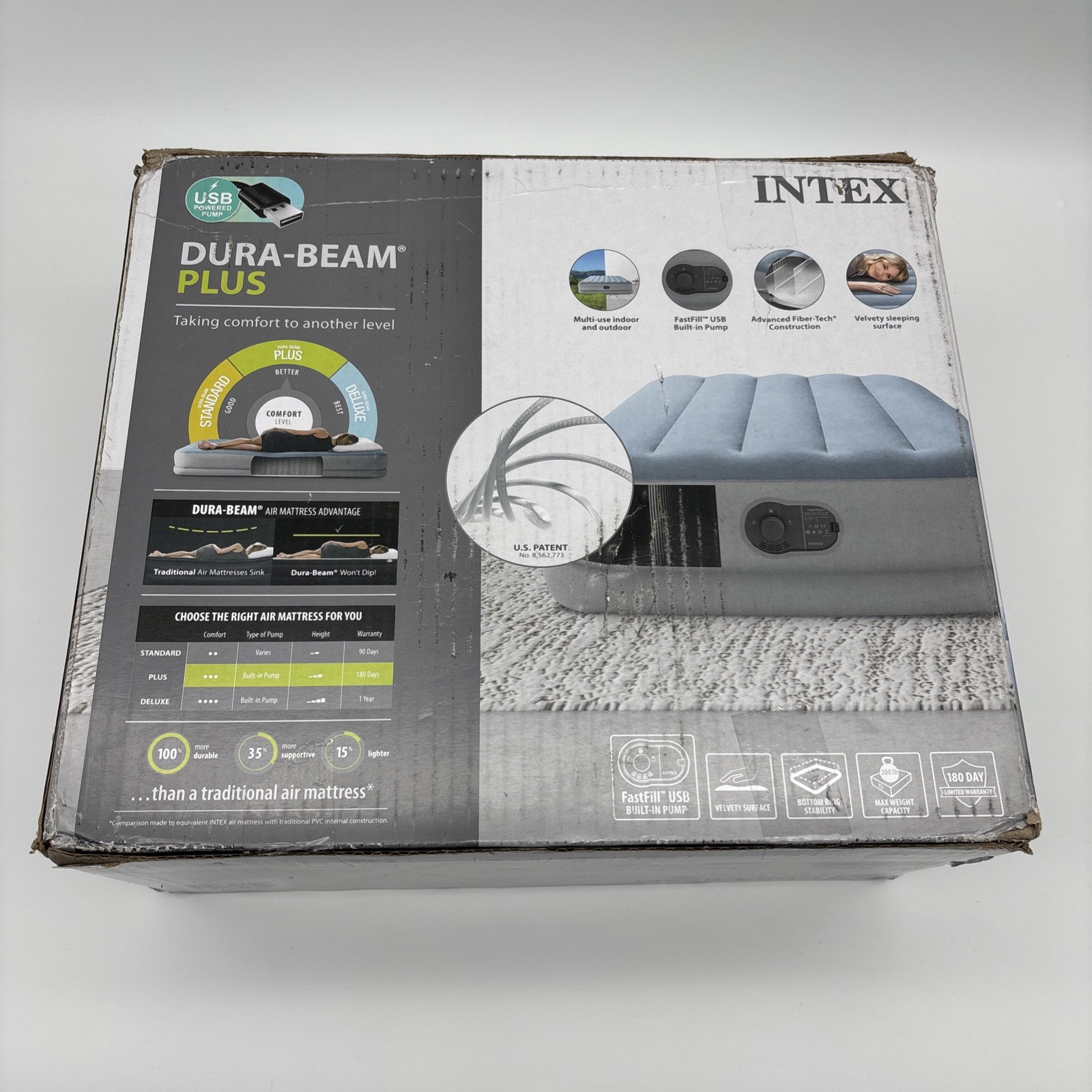 Intex Dura Beam Plus Mid-Rise Comfort 14" Twin Air Mattress with Built-In Pump