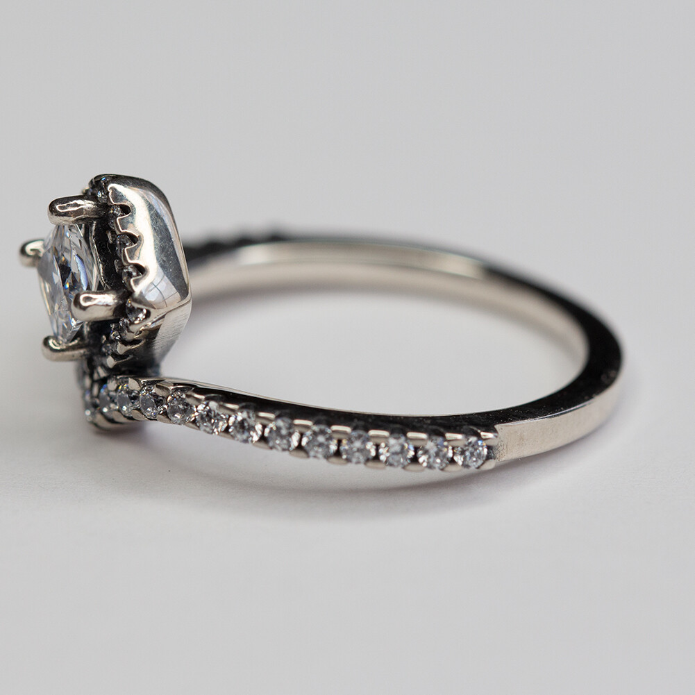 AUTHENTIC PANDORA SQUARE SPARKLE WISHBONE RING 198420 MULTIPLE SIZE W Suede Pouc