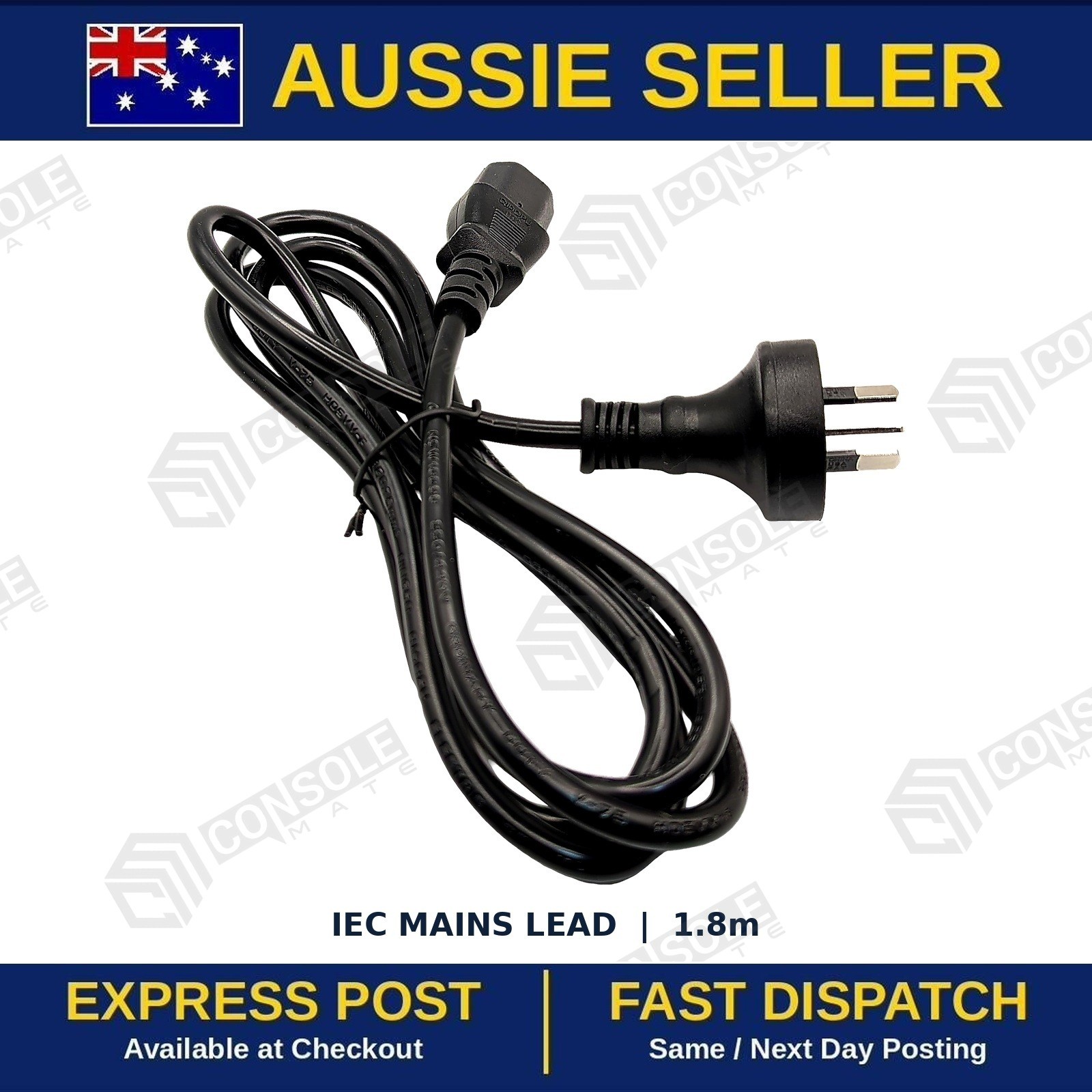 AU Mains IEC Power Lead for Xbox One Power Supply Brick | 1.8m Cable Brand New