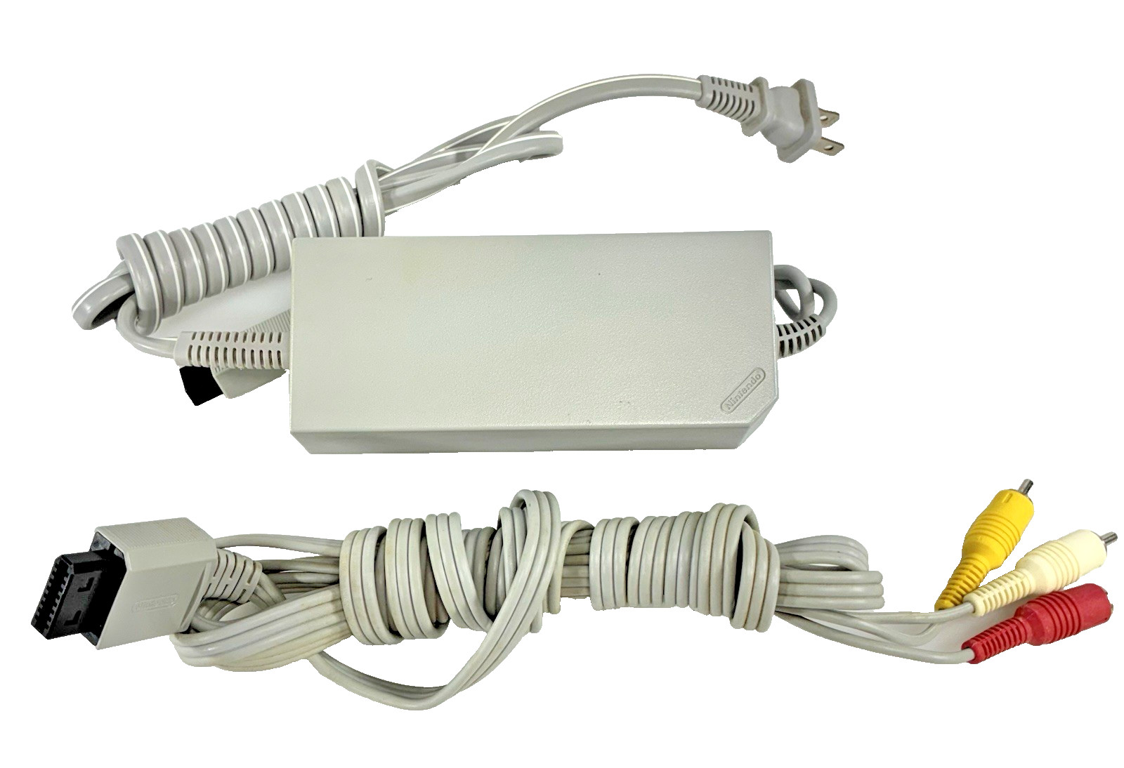 Genuine Nintendo Wii Replacement AC Adapter RVL-002 and AV Cable RVL-009 Tested