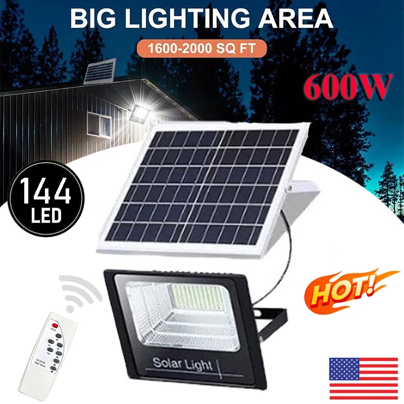 LED Solar Flood Light 600W LED Outdoor Street Flood Light Dusk to Dawn Wall Lamp