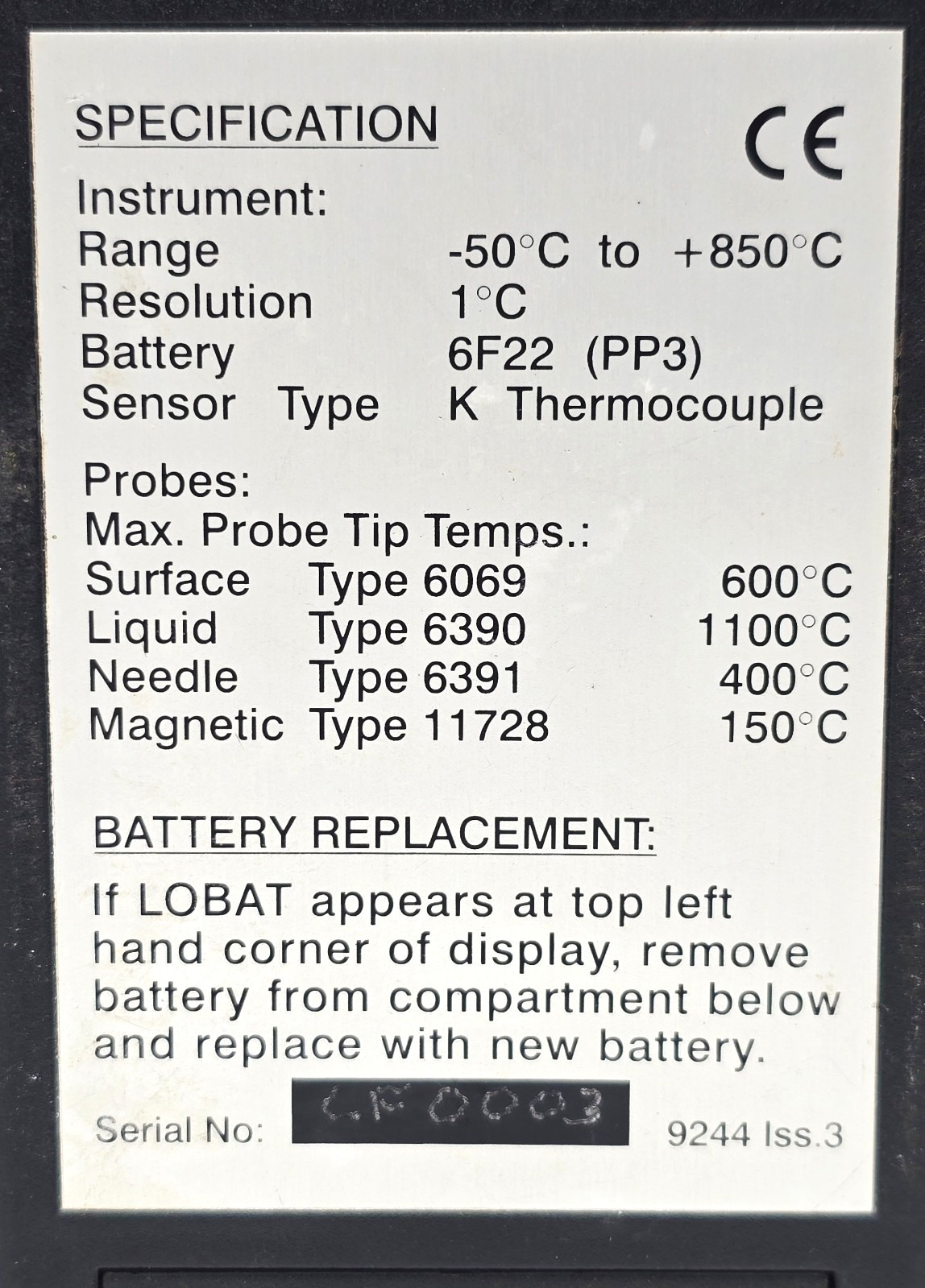 ELCOMETER 203 DIGITAL THERMOMETER