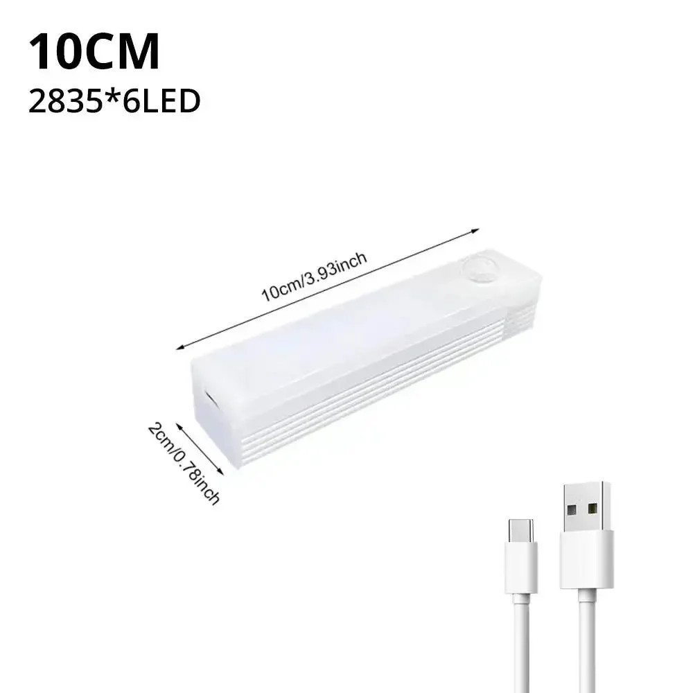 LED Motion Sensor Under Cabinet Closet Light USB Rechargeable Kitchen Lamp Strip