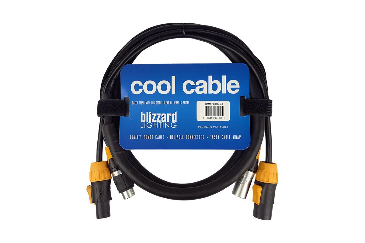 Blizzard DMX5PCTRUE-6 Powercon True1 and 5-pin DMX Combo Cable, 6'