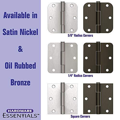 Hardware Essentials 854326 Square Corner Squeak-Proof Door Hinges 3-1/2 inch ...