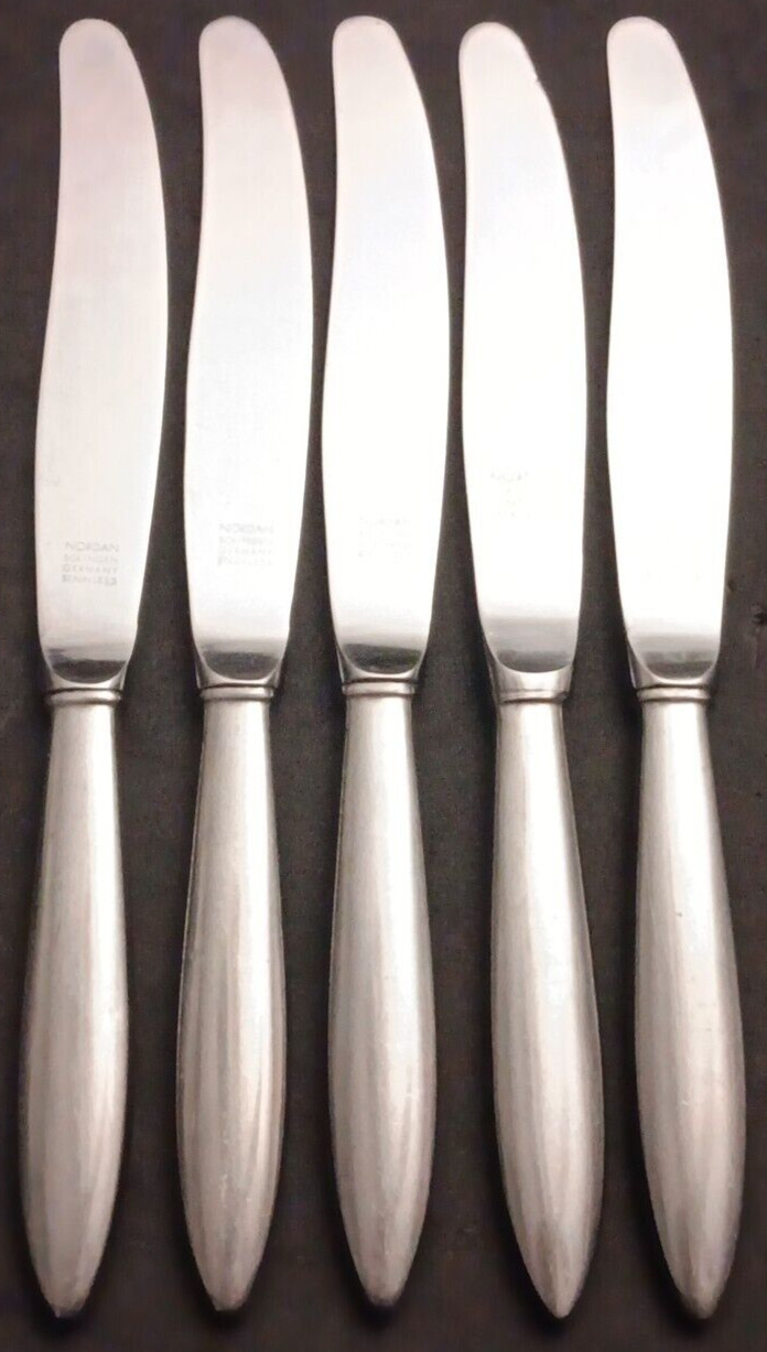 Lot Of 5 Nordan NRD2 Solingen Germany Stainless 8 7/8" Dinner Knife Lot