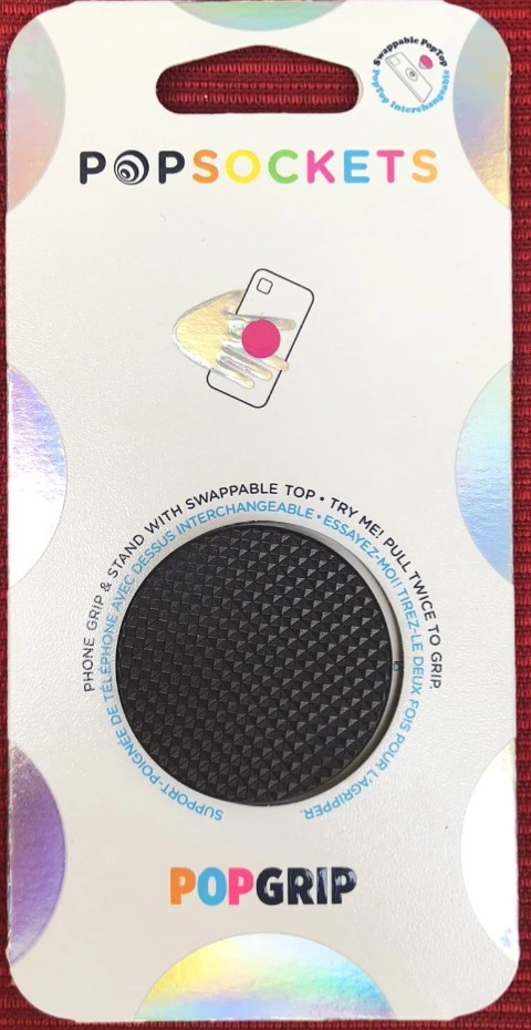 POPSOCKETS PopGrip Knurled Texture Black Phone Holder Black Textured Studded