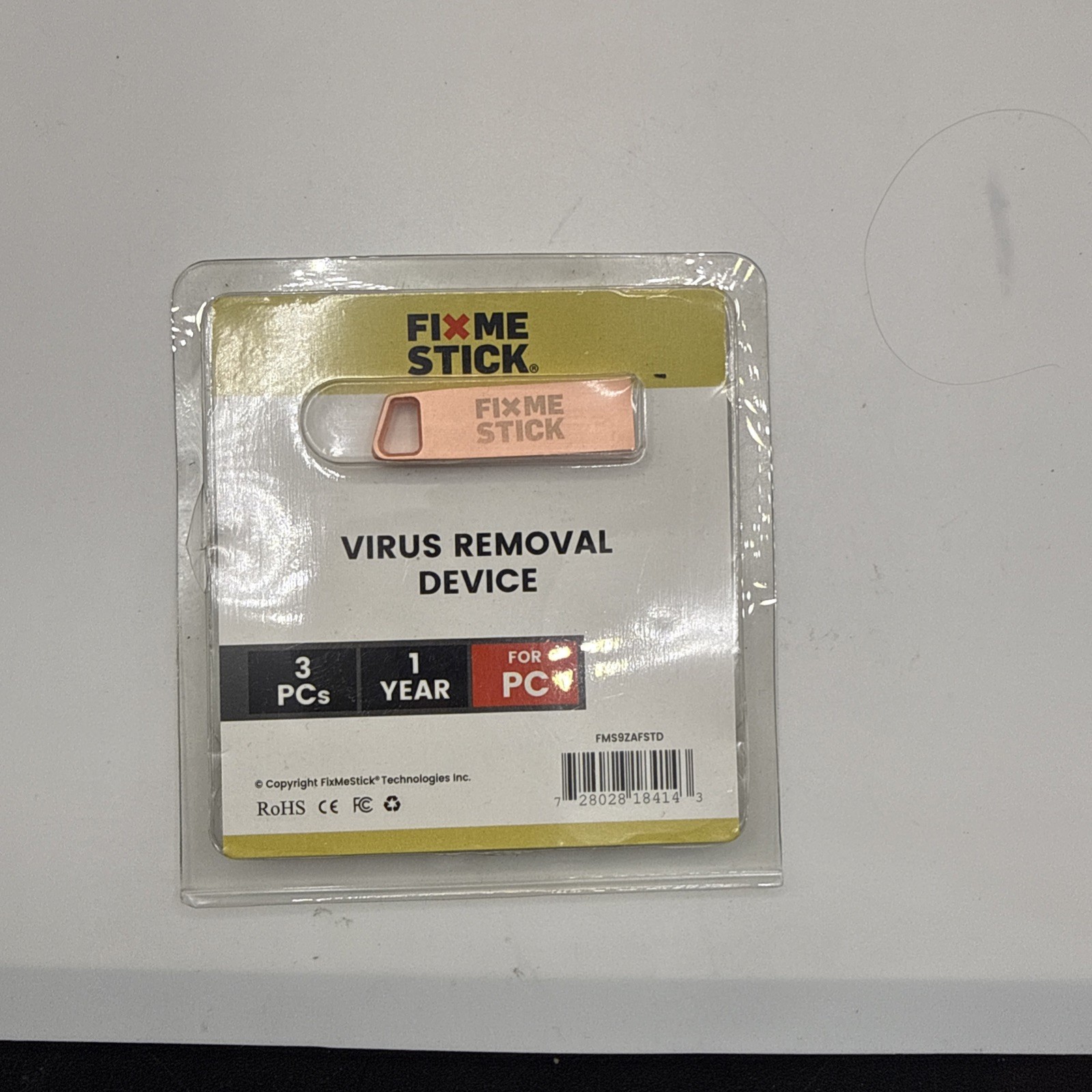 FixMeStick Virus Removal Device USB Malware Removal Tool 3 PCs 1 Year Sealed