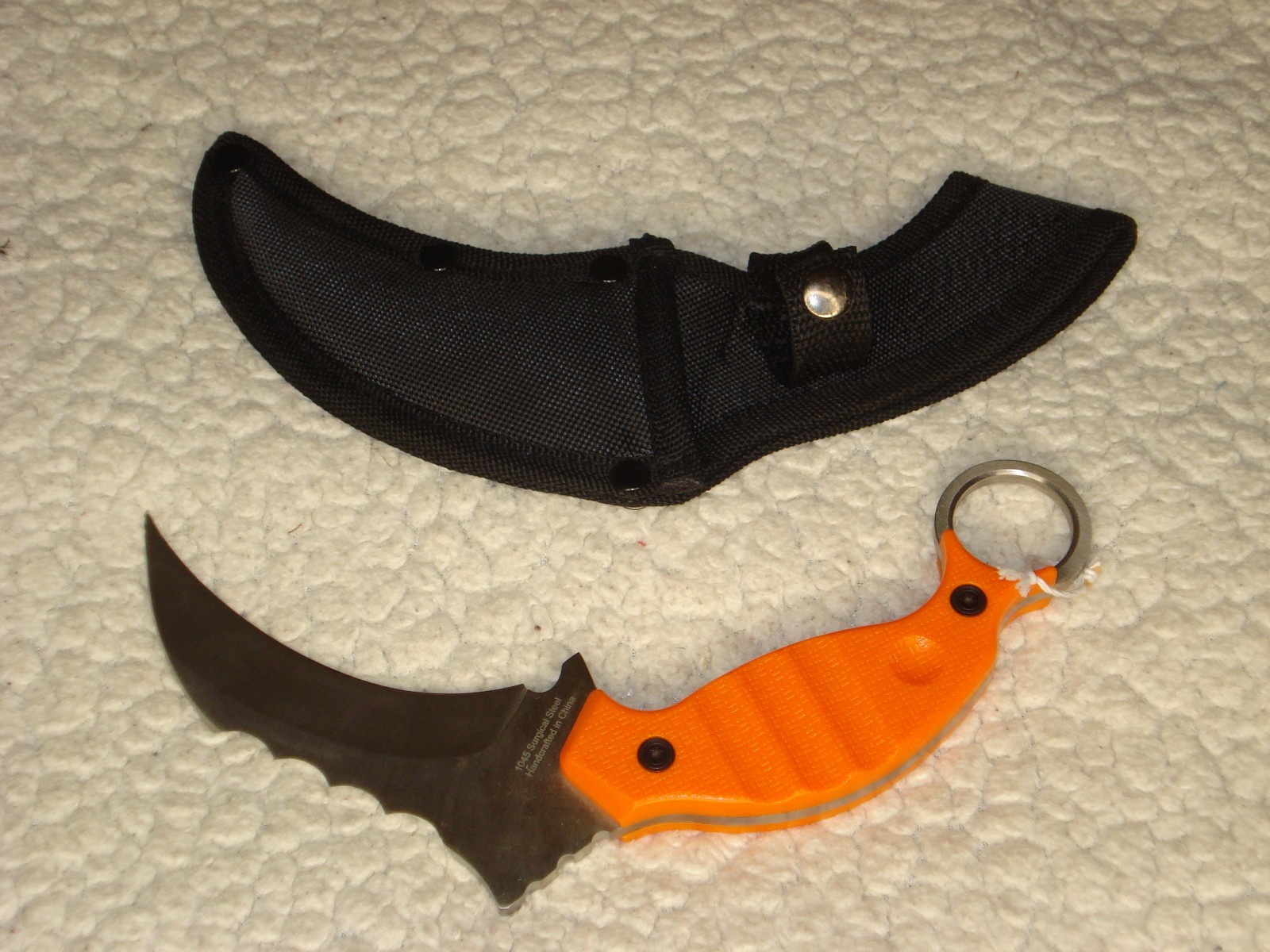 SHADOW OPS 8.5" Fixed Blade KARAMBIT Fighting Survival 4.5 In Blade NEW Orange O
