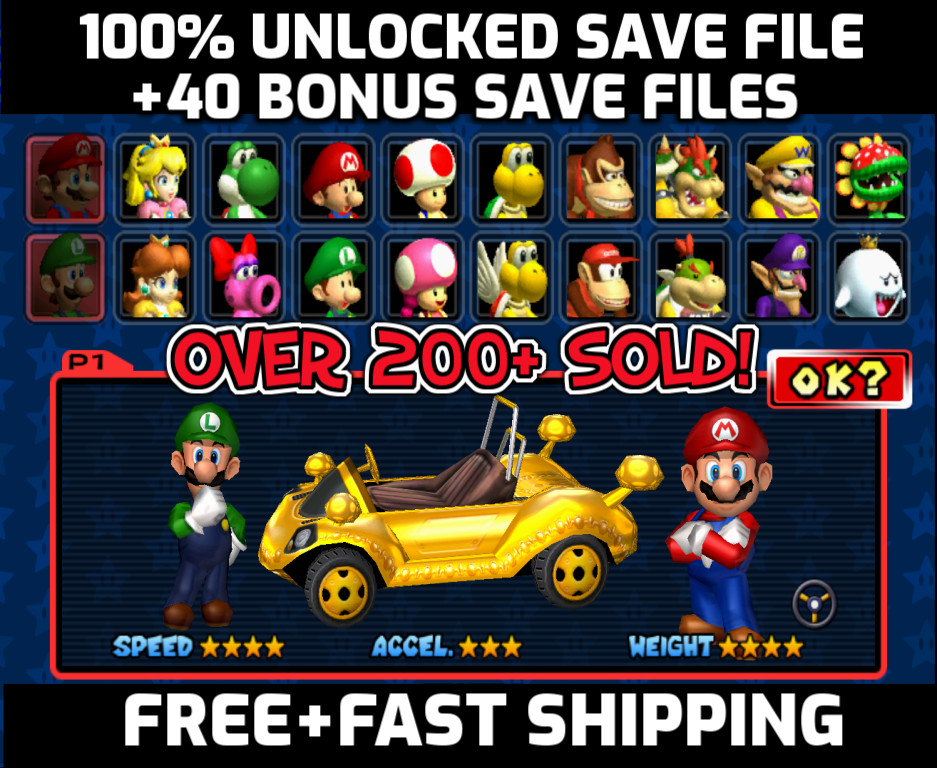 Mario Kart Double Dash UNLOCKED Gamecube Memory Card +40 BONUSES 16MB SHIPS FAST