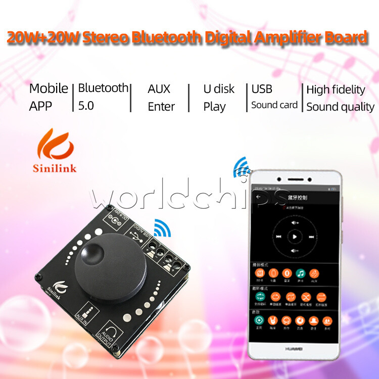 12V Bluetooth5.0 20WX2 Power Digital Amplifier Stereo Board AMP AUX USB Module