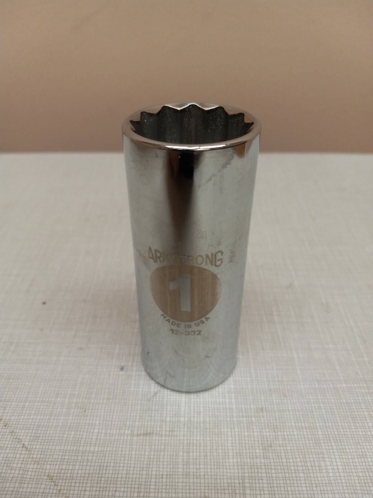 1" 12-point 1/2" Drive Deep Socket ARMSTRONG USA #12-332 Factory NEW