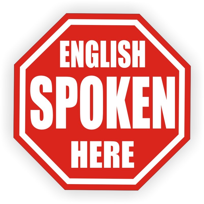 10 pack - English Spoken Here Hard Hat Helmet Stickers Decals Funny Sarcastic