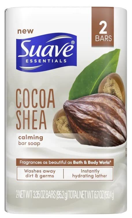6 Bars Suave Cocoa Shea Calming Bar Soap 3.35 oz. Bars