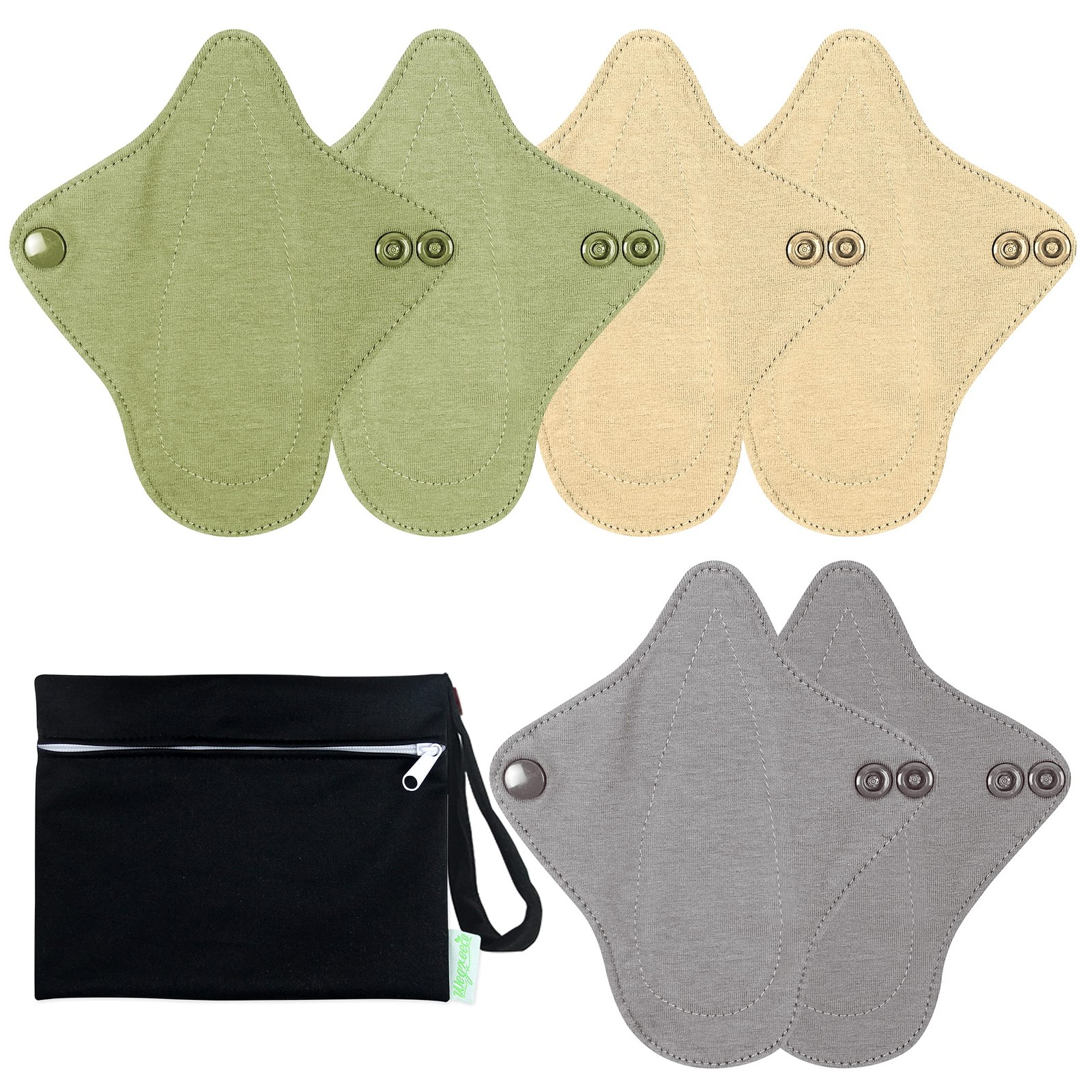 6 Pc Reusable Menstrual Pads, Ultra Thin Pantiliners for Thongs, Cloth Pads, ...