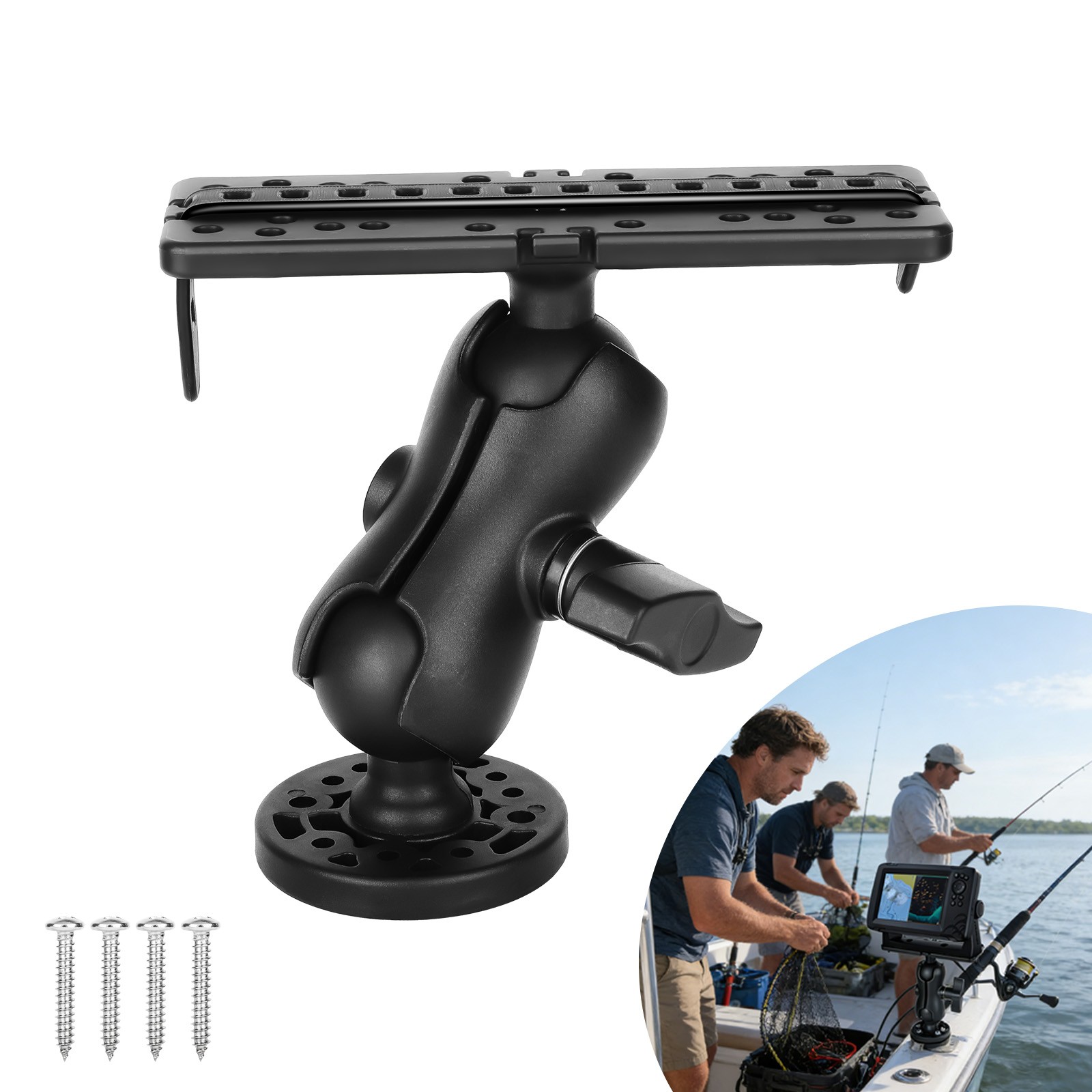 Fish Finder Mount Quick Release Arm 360° Rotation for Garmin Lowrance Humminbird