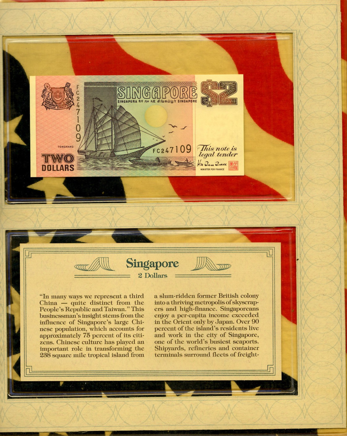 *Most Treasured Banknotes Singapore 1992 2 Dollars P-28a UNC FC247109