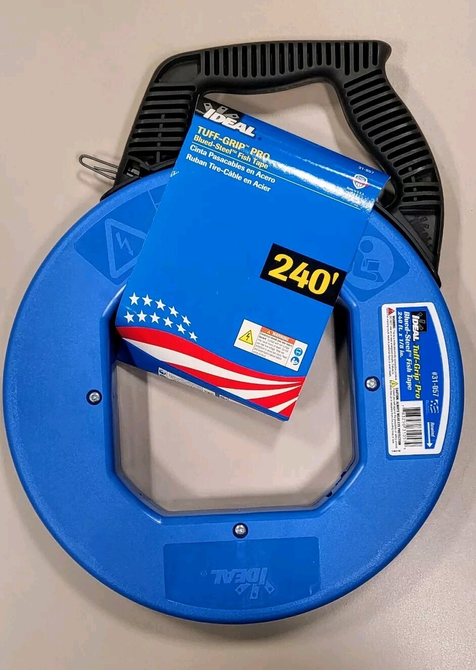 240' x 1/8" Ideal Electrical 31-057 Blued-Steel Fish Tape Tuff-Grip Pro New!