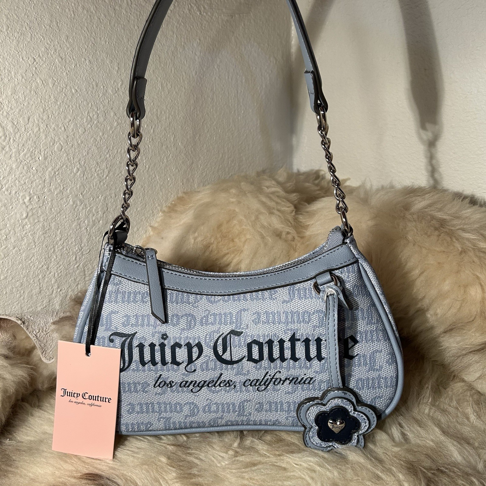 NWT Juicy Couture Summer Garden Shoulder Bag - Dusty Blue