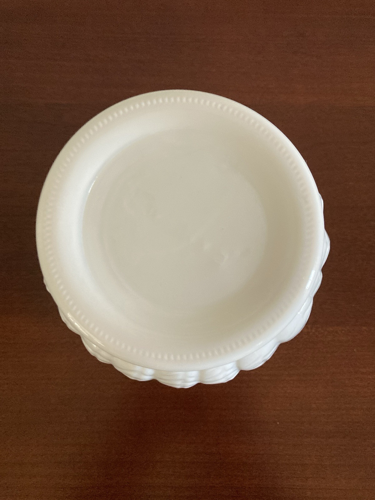 Randall Vintage White Milk Glass Feather Leaf Planter
