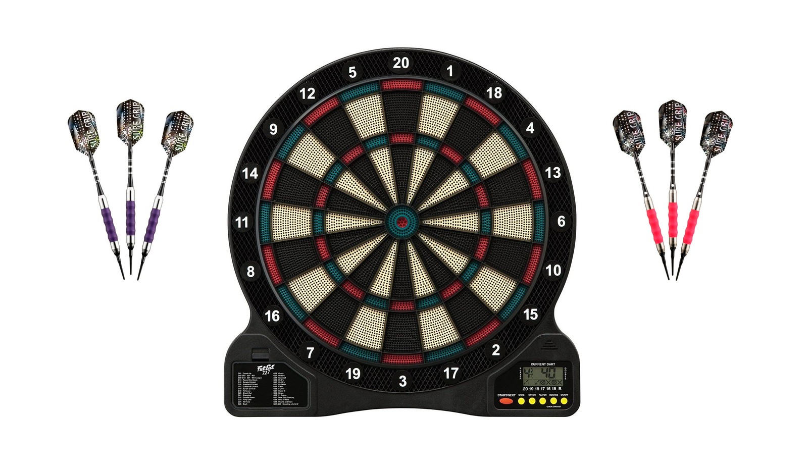 Electronic Soft Tip Dartboard + Purple Darts 18 Grams + Viper Pink Darts