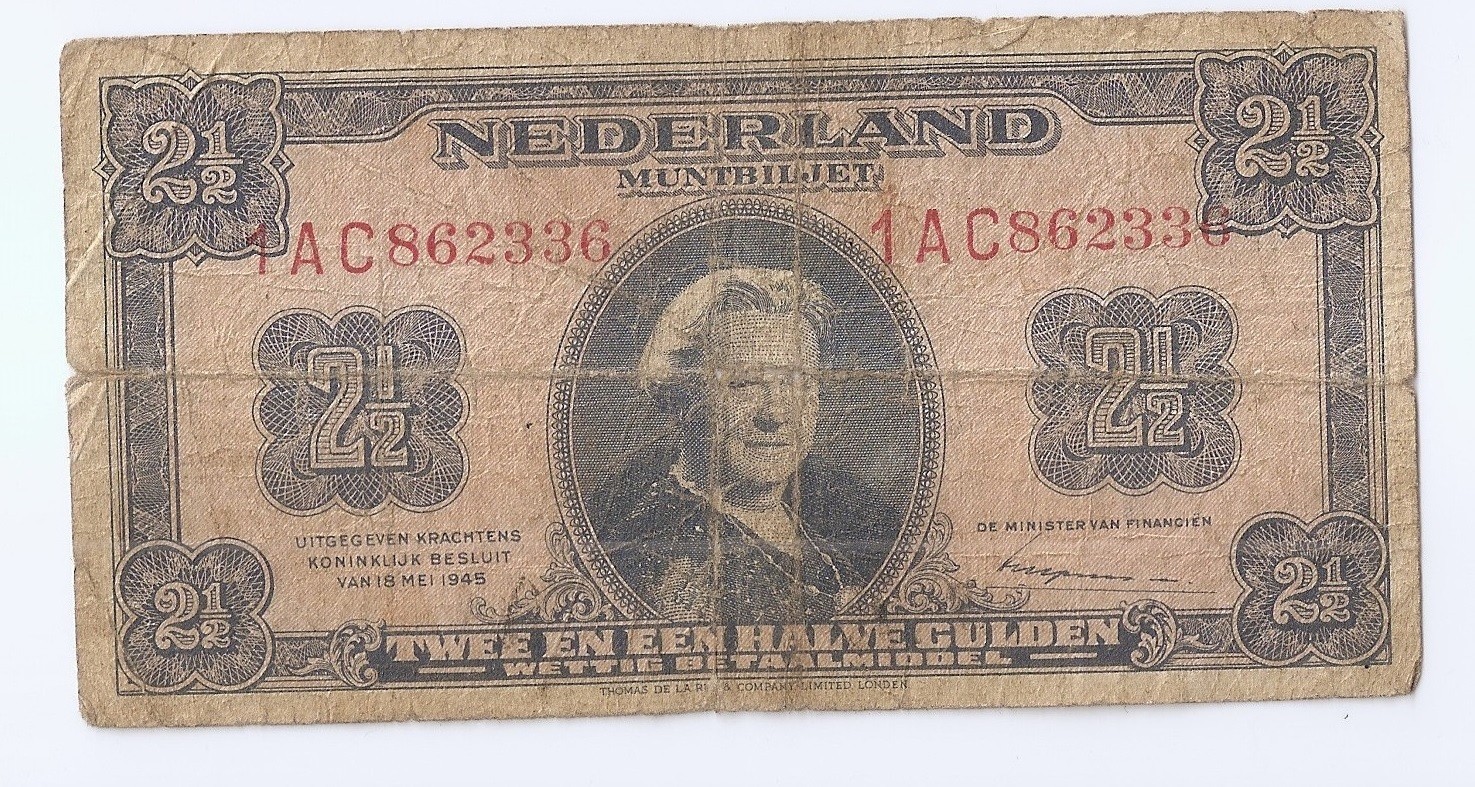 Netherlands  2½  gulden 1945 Queen Wilhelmina