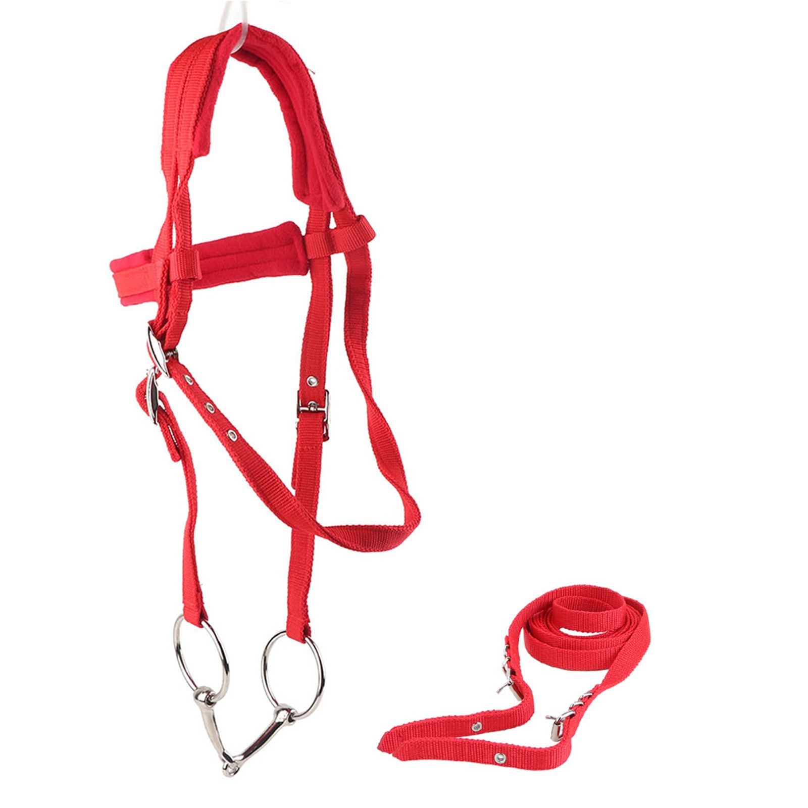 Adjustable Horse Bridle Rein Harness With Soft Cushion (Red)