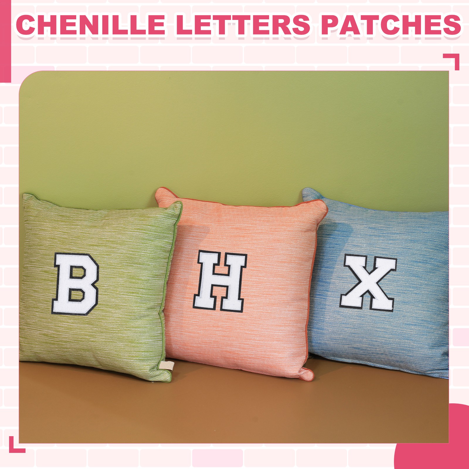 White Chenille Letter Patches, 4.5" Chenille Initial Embroidered Patches (P)