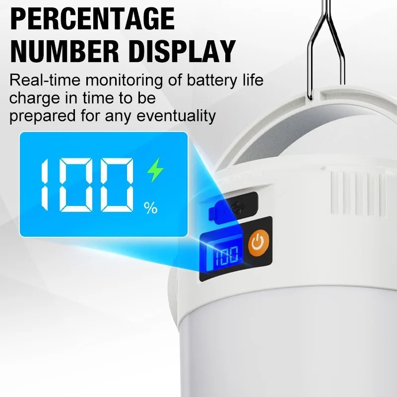 Solar Rechargeable LED Camping Lantern USB Flashlight Emergency Tent Light
