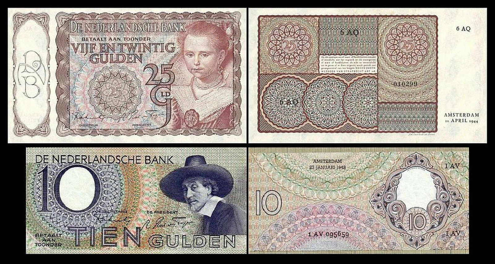 10, 25 Guilders - Edition 1943 - 1944 - Reproduction - 008