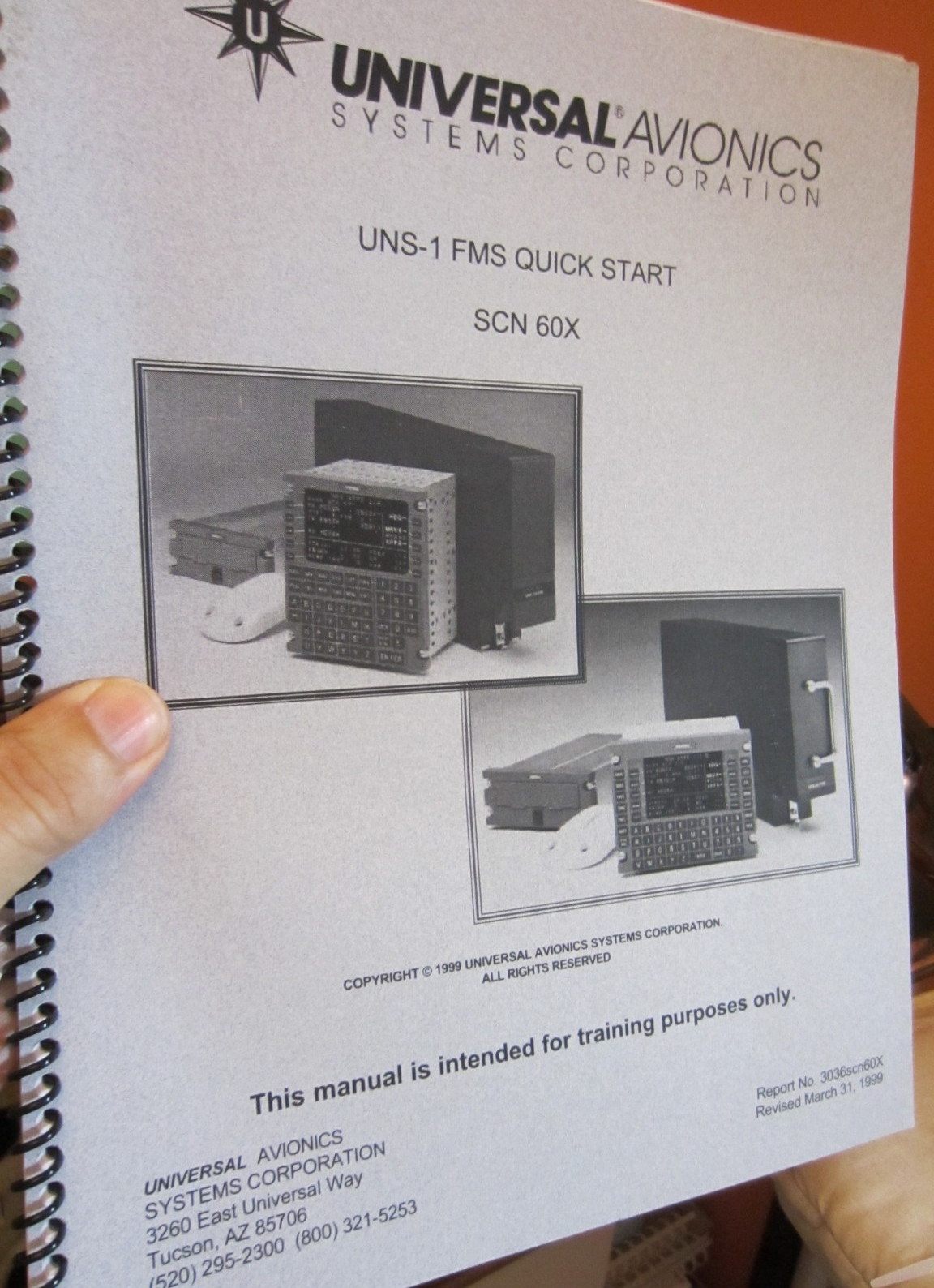 UNIVERSAL AVIONICS US-1 FMS QUICK START SCN 60X TRAINING MANUAL  19 PAGES