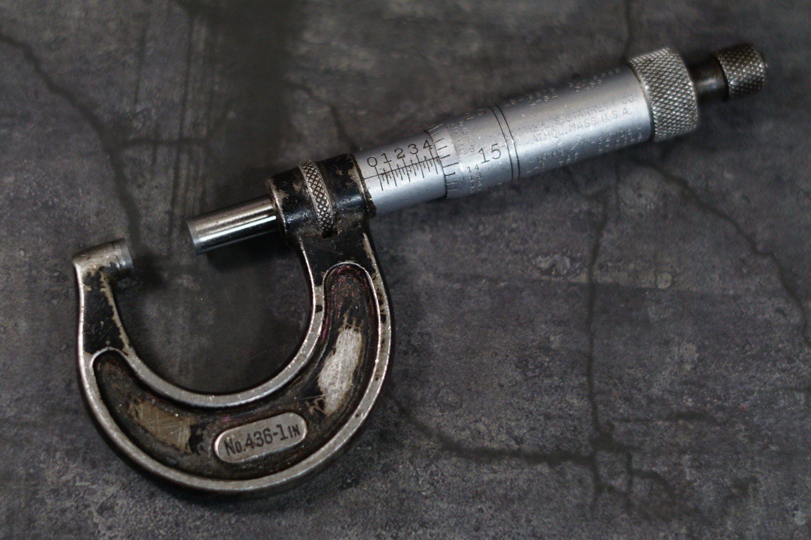 Starrett No.436 0-1” .001” OD Micrometer Carbide Faces With Ratchet Thimble